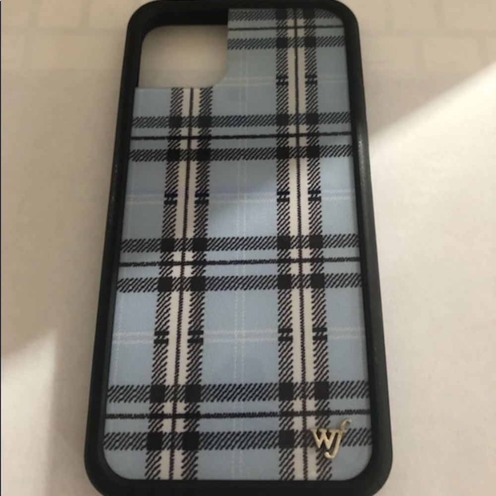 blue plaid wildflower phone case
